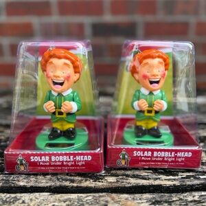 NIB (2) Buddy the Elf Movie Solar Powered Bobble-Head Will Ferrell Character T3